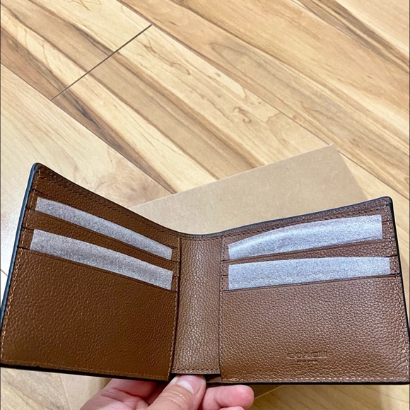 💯OUTSTOCK/NEW🆕Coach Men Bifold Wallet🆕saddle - Picture 2 of 7